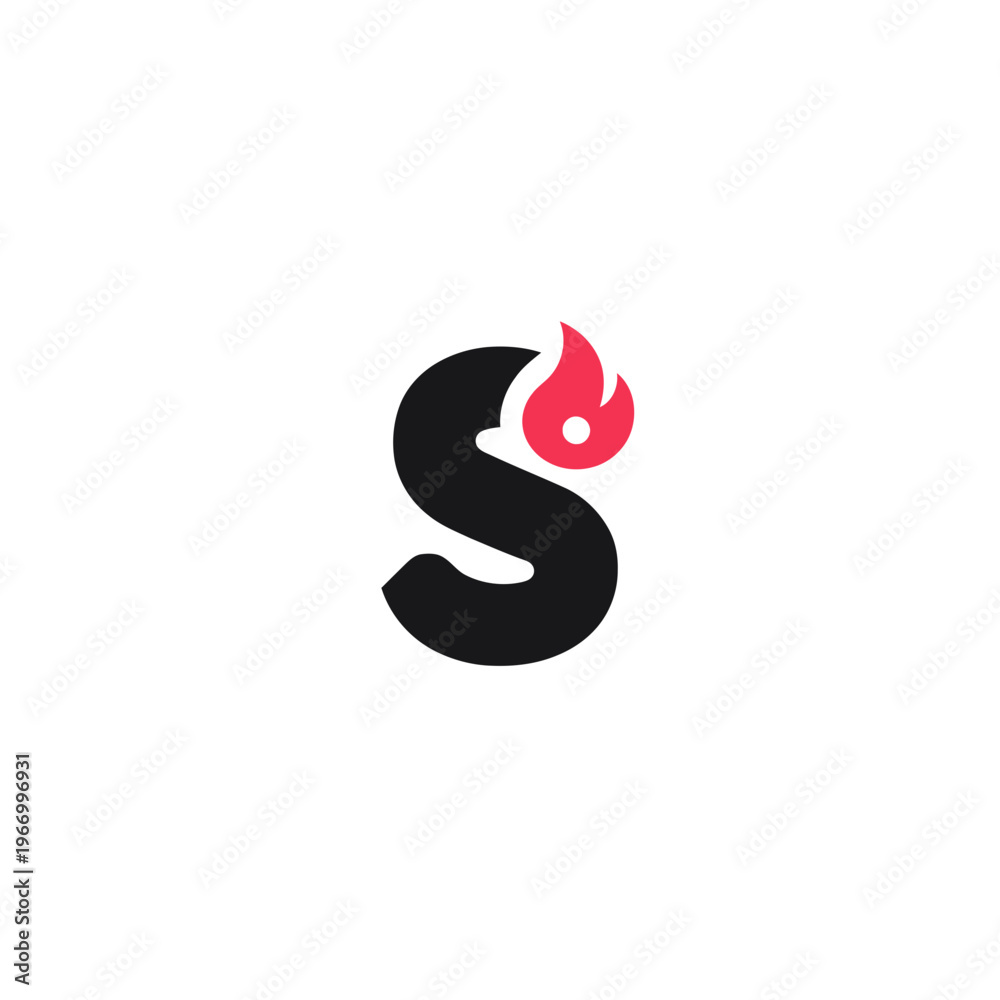 Fototapeta premium Stylized letter s with flame icon graphic design element