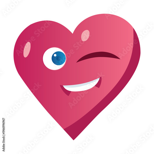 Smiling heart with one eye and winking emoticon face symbol