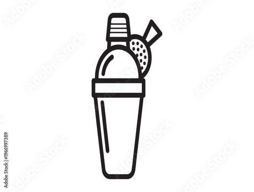 Cocktail shaker icon, bar tool, drink mixer, illustration isolated on White Background