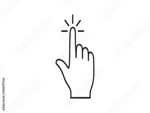 Click, hand cursor, pointing finger, icon, button press isolated on White Background