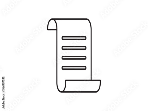 scroll, document, paper roll, line icon, minimalist design isolated on White Background