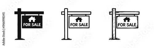 For Sale Real Estate Property Sign Icons Set