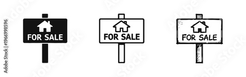 For Sale Real Estate Property Sign Icons Set