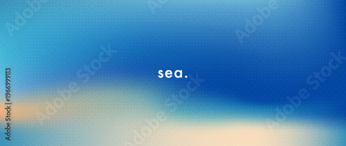 Blue ocean wave gradient background. Soft blur, beige sand tones. Abstract seaside texture subtle grain effect. Calm summer mood. Tropical vector backdrop for travel banners, covers, digital layouts