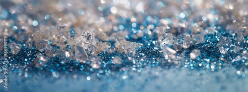 Close-Up of Shimmering Blue Glitter and Crystals
