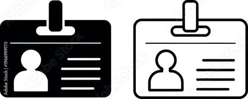 ID card badge icons with simple security symbols representing identification, access control, and employee verification in vector illustration