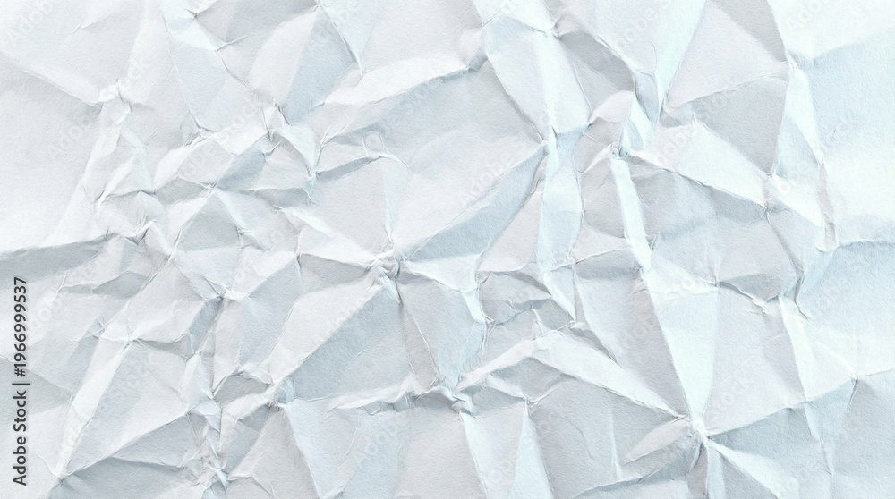 Obraz premium Abstract crumpled white paper texture, intricate folds, soft lighting, subtle shadows