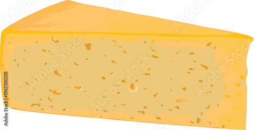 Cheese wedge illustration with textured surface dairy food slice vector isolated on white background minimal flat design