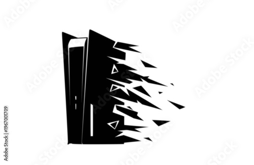 Next Gen Gaming Console Tower Silhouette Sticker, Futuristic Tech Defense Vector, High Tech Esport Hardware Illustration