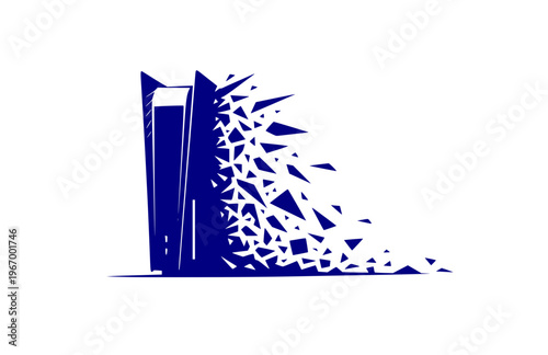 Next Gen Gaming Console Tower Silhouette Sticker, Futuristic Tech Defense Vector, High Tech Esport Hardware Illustration