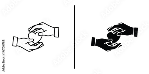 Hands Holding Heart Icon for Charity and Healthcare Support.