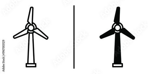 Wind Turbine Icon Vector for Renewable Energy and Sustainable Power.