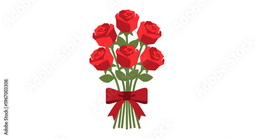 Bouquet of Red Roses Tied.