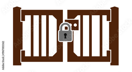 Brown Gate with Lock.