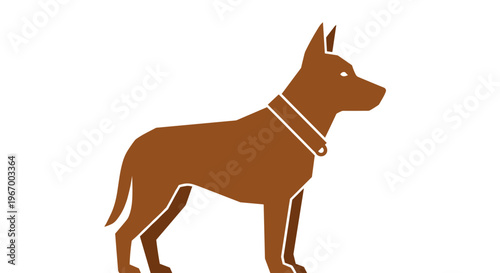 Brown dog standing profile view.