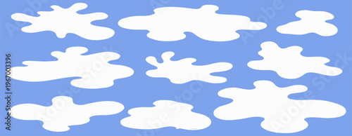 Elegant splash blending milk and paint into smooth shape and stain, thin frame, flowing water layers, luminous water drops, soft puddle and subtle puddle