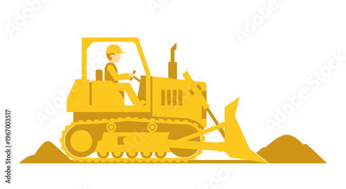 Bulldozer with operator on site.