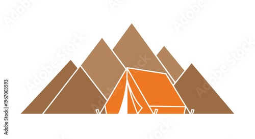 Camping Tent in Mountains Illustration.
