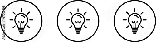 Light bulb icon set representing ideas, innovation, and creativity symbols in clean vector illustration for concept and design projects