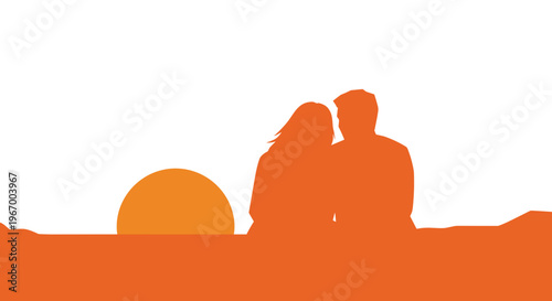 Couple Watching Sunset Together.