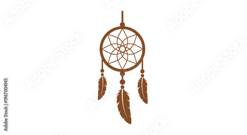 Dreamcatcher with feathers hanging.