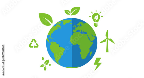 Earth with eco friendly icons.