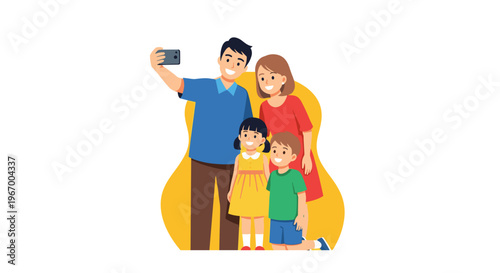 Family taking a selfie photo.