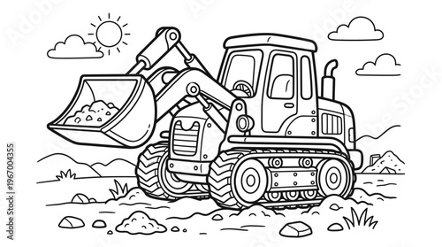 Heavy duty tracked excavator machine.