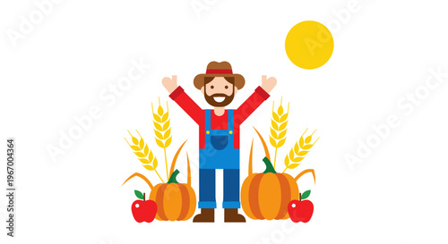 Farmer Celebrates Harvest Season.