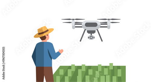 Farmer using a drone outdoors.