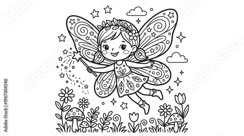 Colorful illustration of a fairy.