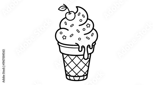 Colorful Ice Cream Cone Dessert.