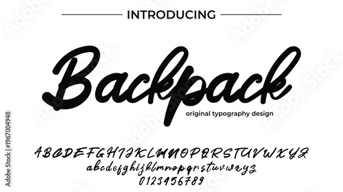 Modern Backpack Script Typography Font Poster Design