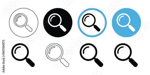 Search icon vector magnifying glass sign in linear style isolated on white background symbol for your web site.