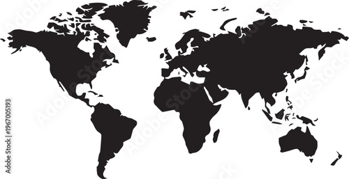 World map vector silhouette illustration global geography continent earth planet globe