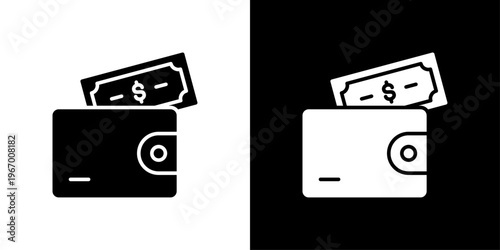 Wallet Money Icon Sheet Black And White