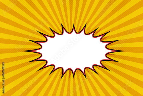 vibrant explosion graphic with radiating yellow and orange background illustration
