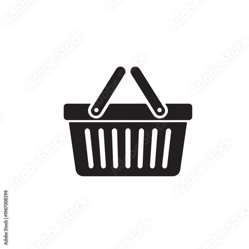 Simple Shopping Basket Cart Icon – Retail Purchase Symbol