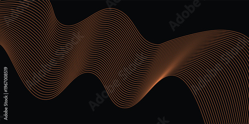 Smooth neon sound wave on black background. Abstract flowing wavy lines design for ai concept,equalizer, audio record, voice assistant. Blue pink orange purple vector eps10
