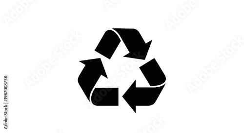 Black and white recycling symbol on a clean white background