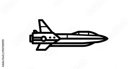 Black and white vector illustration of an airplane isolated on white background