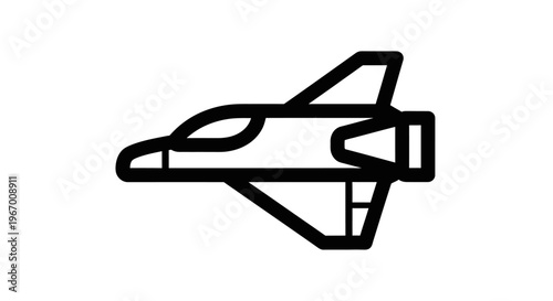 Black and white vector illustration of a space shuttle isolated on white