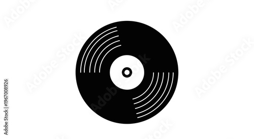 Black and white vinyl record icon isolated on white background