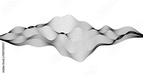 Geography wave element for design Analog frequency Sound track line on White background
