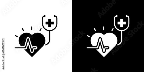 Medical Checkup Icon Sheet Black And White