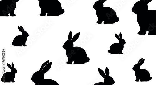 Easter day celebration black silhouette of rabbits and easter eggs festive spring holiday