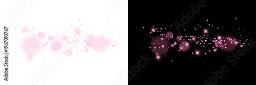 Glowing dust and pink glitter PNG with sparkling particles, festive shine, and magical Christmas light effects