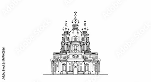 Ornate Baroque building with multiple domes and classical architectural elements