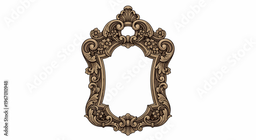 Ornate, carved wood frame with floral and scrollwork details