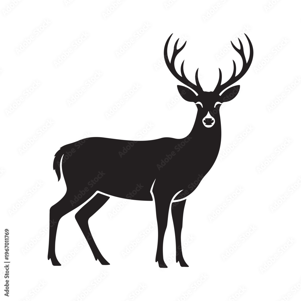 Fototapeta premium Deer Elegant Minimalist Black Silhouette Vector Illustration for Nature Branding
